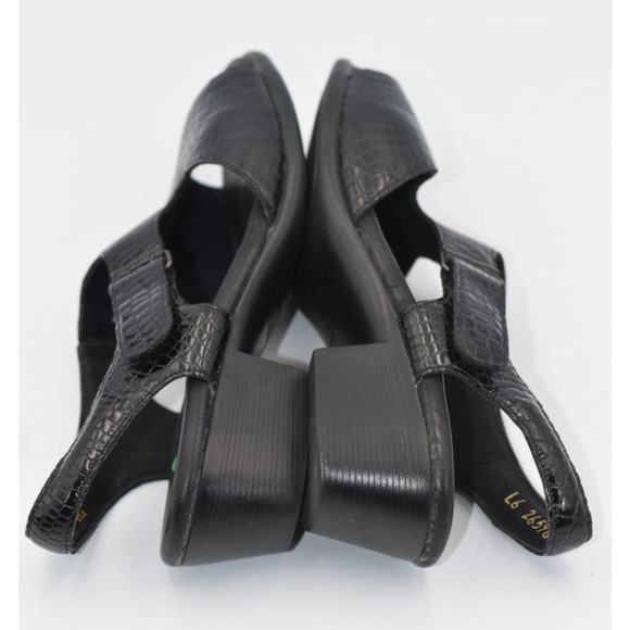 SAS Suntimer Tripad Comfort Croc Print Sandals Women's 7.5 N Black Kitten Heel - Picture 6 of 9